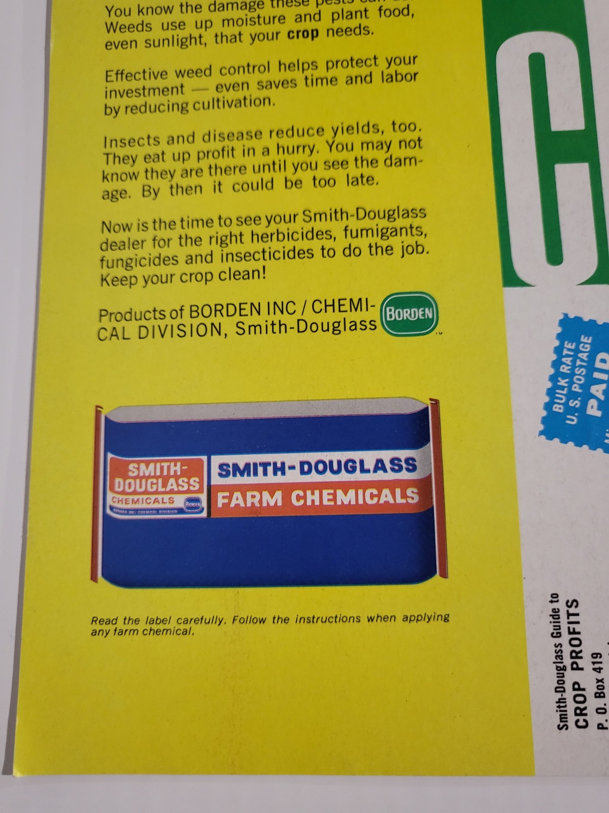 Vintage 1969 Smith-Douglass Guide To Crop Profits BOOKLET IH CASE John Deere