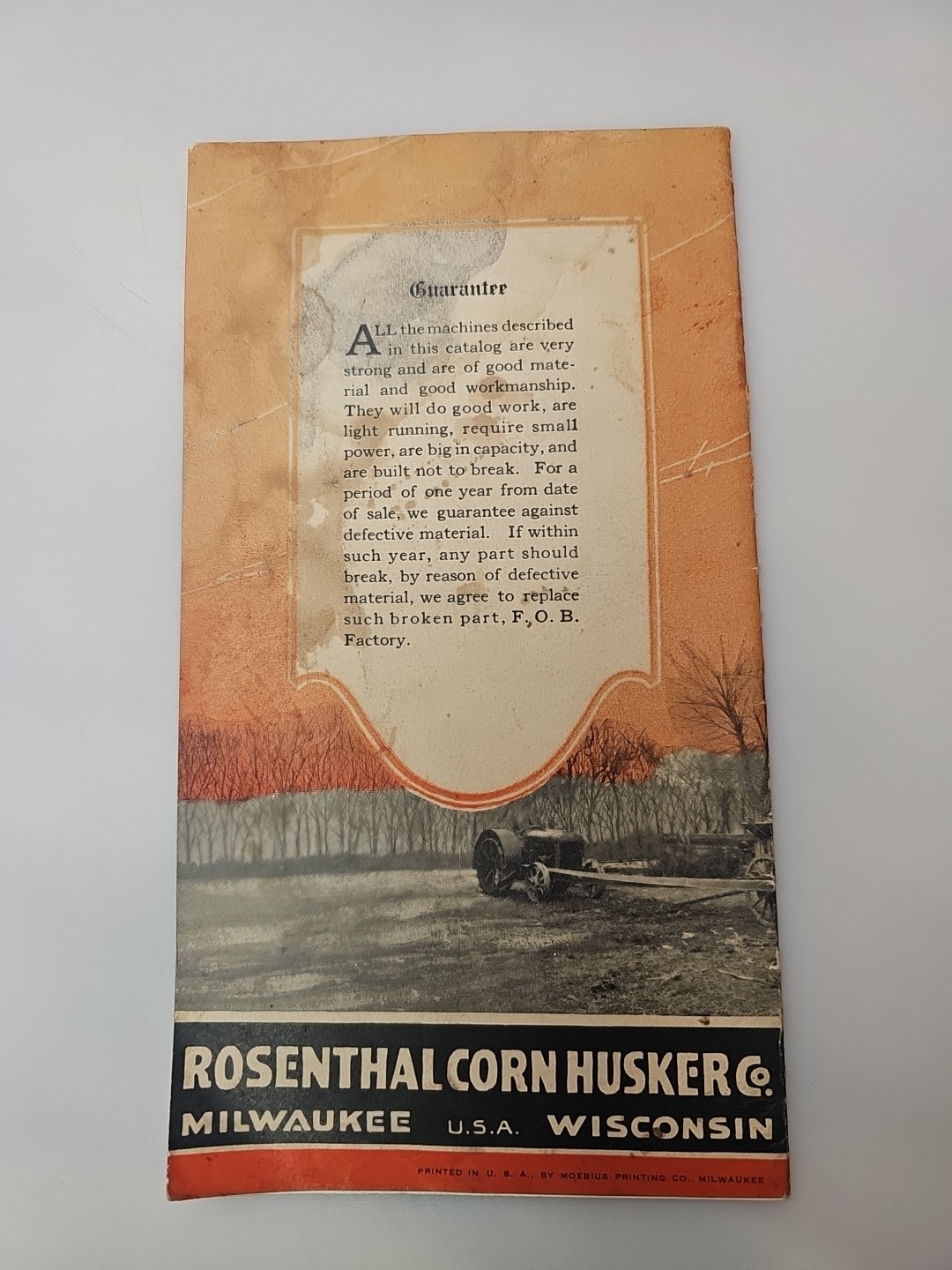 The Steel « 4 » Rosenthal Corn Huskers FARMING Antique Farm Sales Literature