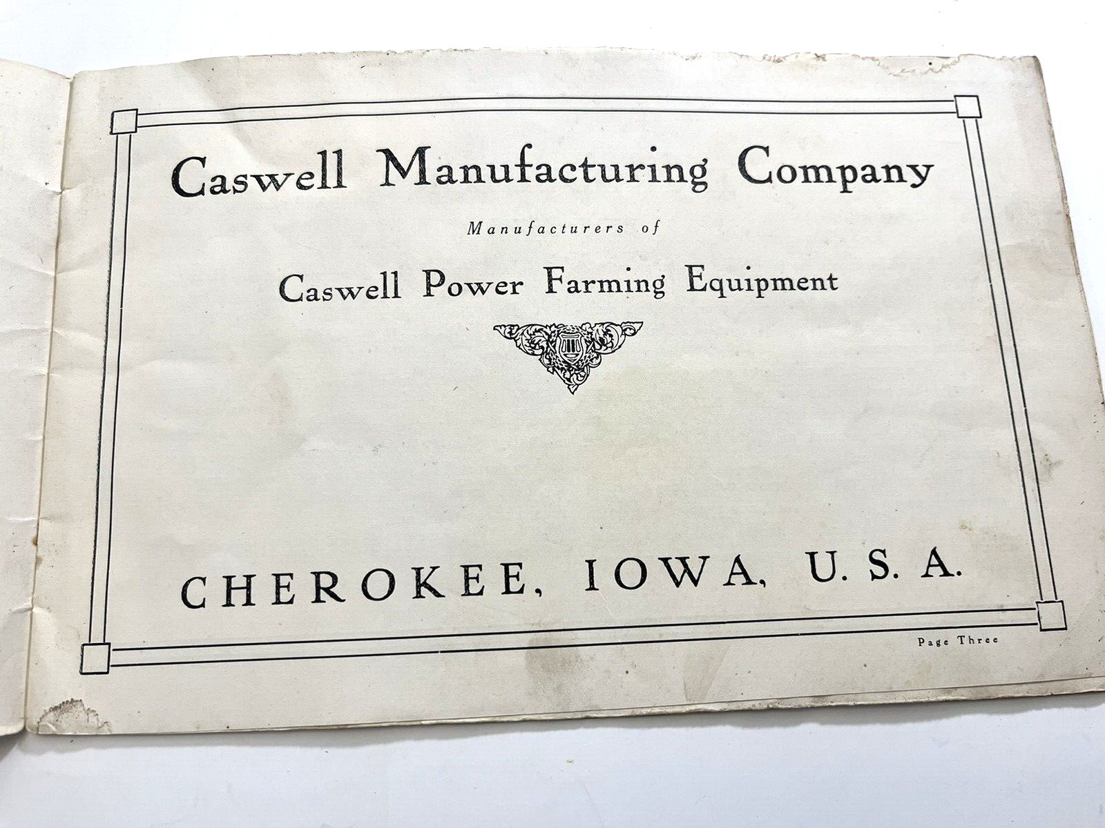 Caswell Power Farming Equipment Booklet Cherokee IA Old Illustrated FLAWS RARE