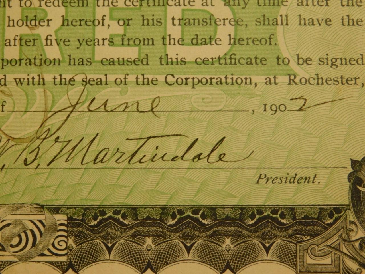 Corn King Husker Co. Rochester Indiana Stock Certificate No. 4 1902 (Shelf-4