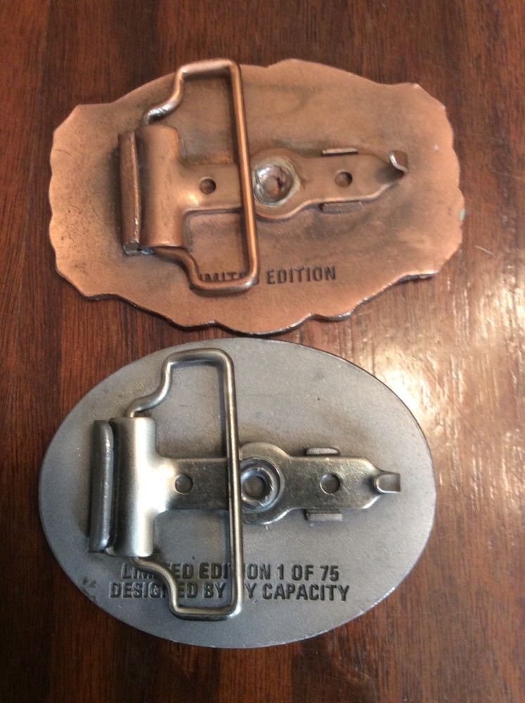 1 Bronze 1982 & 1 Silver 1983 Hy Capacity Ltd Edition Belt Buckle-Humboldt IA B2