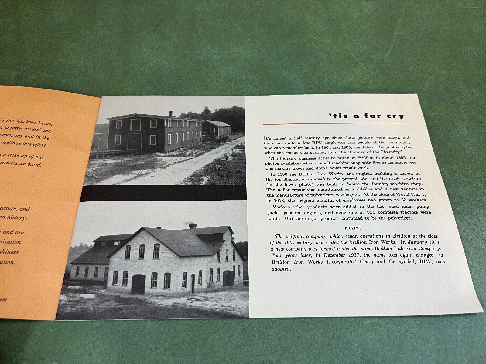 Vintage Original Brillion Iron Works Brochure With Letter