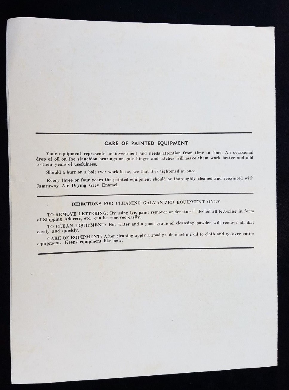 1951 Directions for Erecting James Stalls James Mfg Co Mt Joy Fort Atkinson Farm