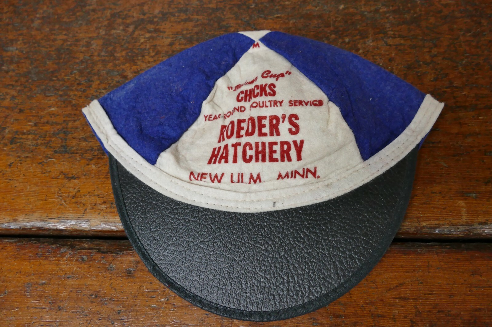 Vintage 1930s/1940s Roeder’s Hatchery Chicks Wool Baseball Hat Cap New Ulm MN