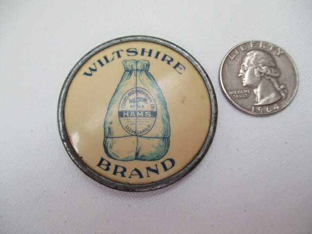 Vintage Celluloid Wiltshire Brand Hams Meats Cleveland Provision Co. Pin Holder