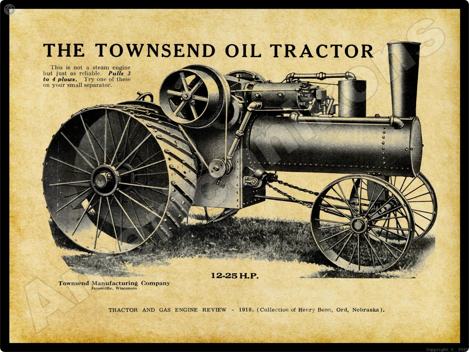 Townsend Oil Tractor Janesville NEW Metal Sign – 24&Prime;x30&Prime; USA STEEL XL Size 7 lbs