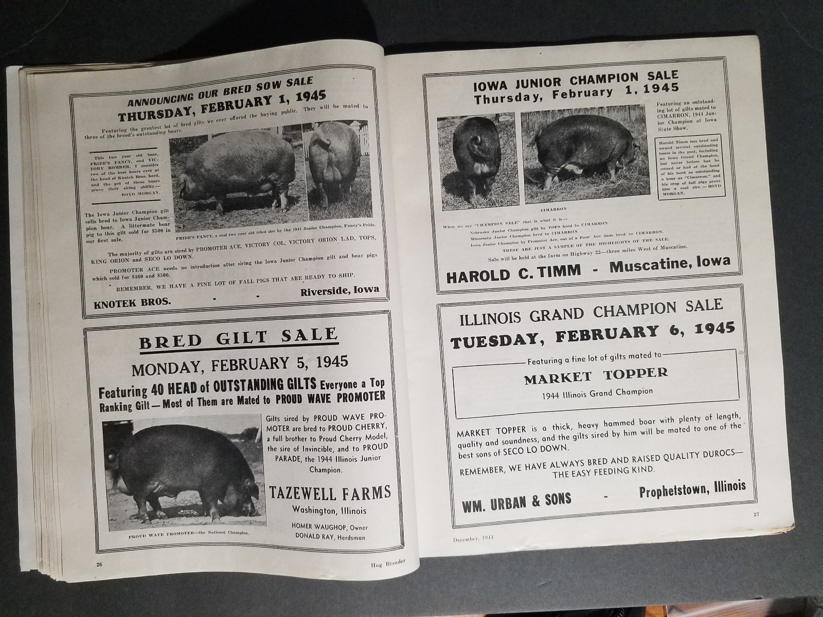 December 1944 Hog Breeder Magazine