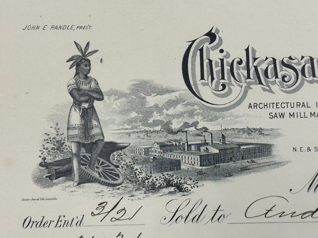 1901 CHICKASAW IRON WORKS Letterhead COTTON GIN Antique Farm Advertising MEMPHIS