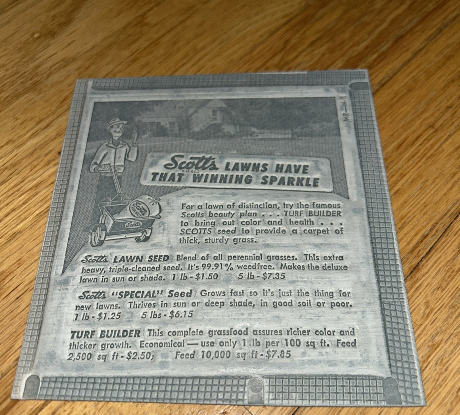 1940s O.M SCOTT & SONS CO Newspaper Mat & Layout Ad MID SEASON Marysville OHIO