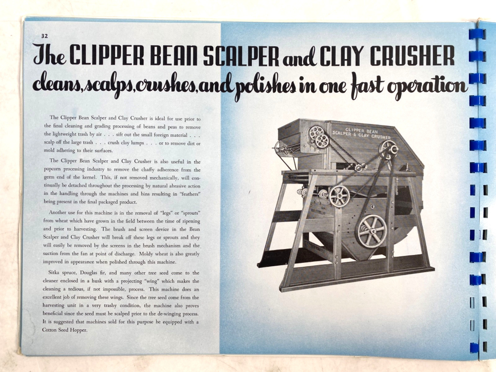 1951 CLIPPER GRAIN SEED & BEAN CLEANERS agriculture equipment catalog FERRELL CO