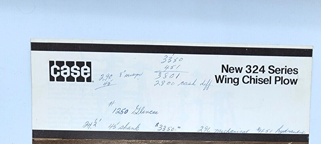 J. I. Case 324 Series Wing Chisel Plow Sales Salesman Brochure Tri-fold Vintage