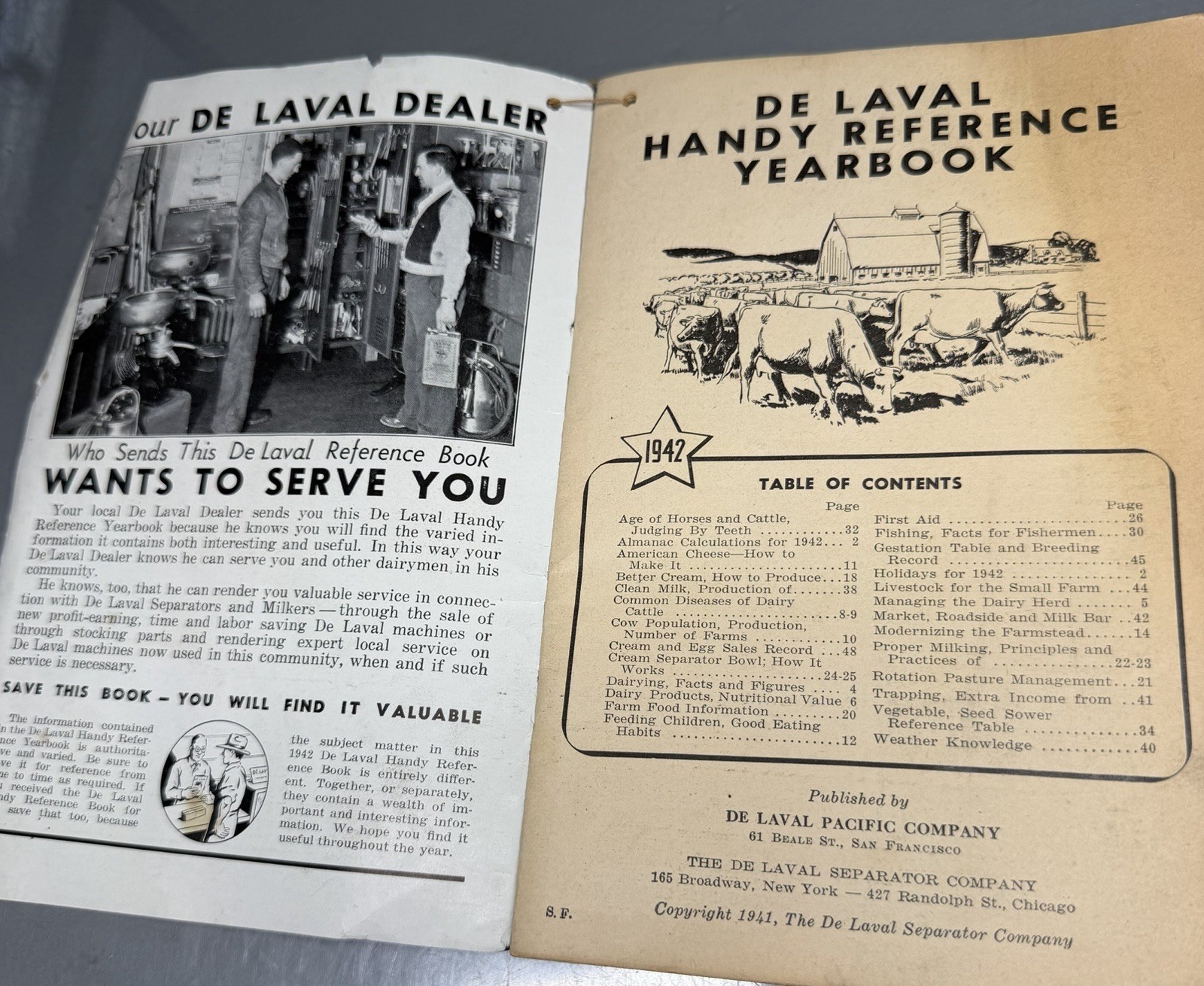 De Laval Handy Reference Yearbook 1942 ~ Vintage Almanac ~ Spokane Washington