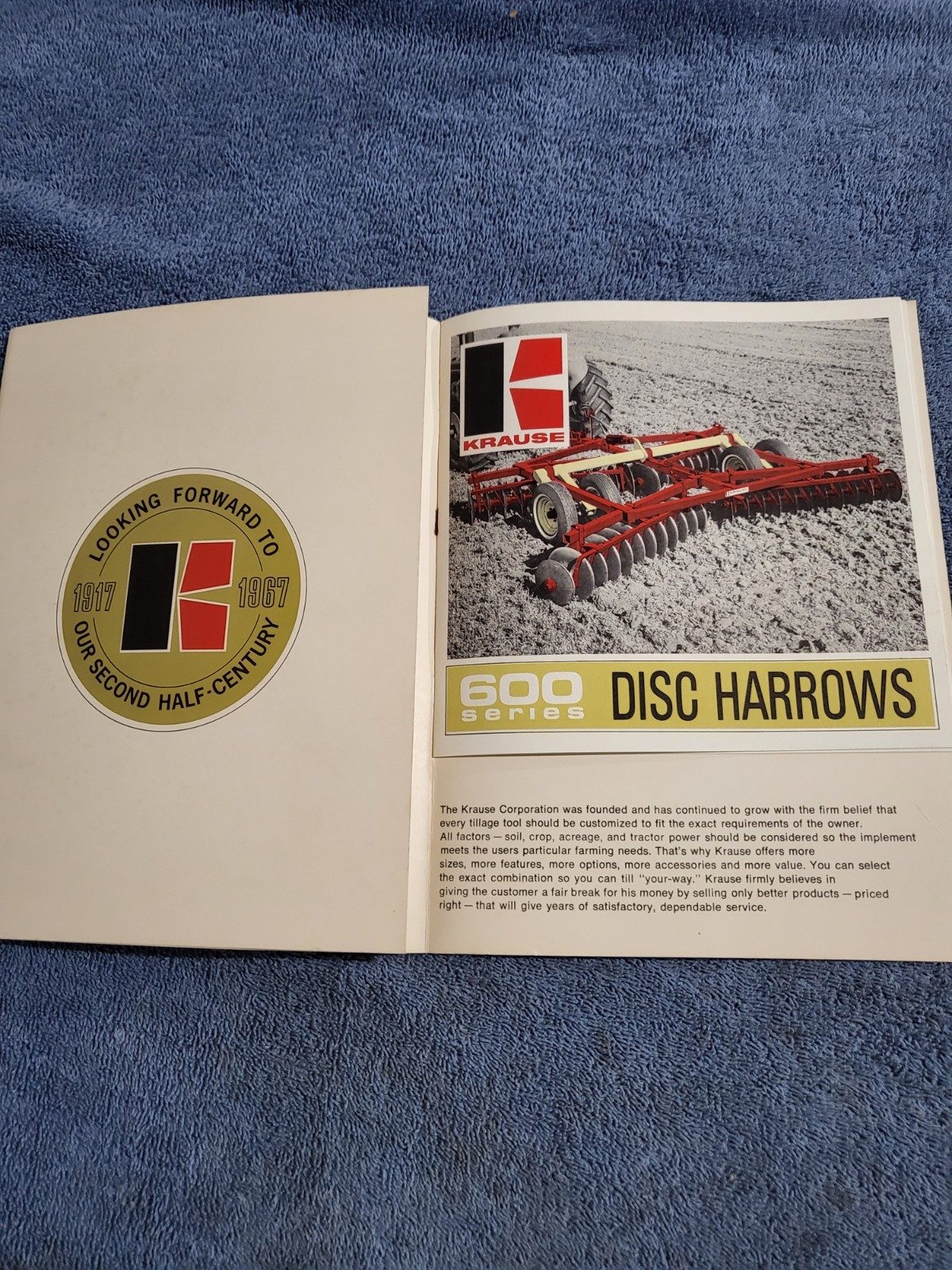 1967 Vintage BROCHURE Krause Field Disc Harrow 600 Series, John Deere tractor