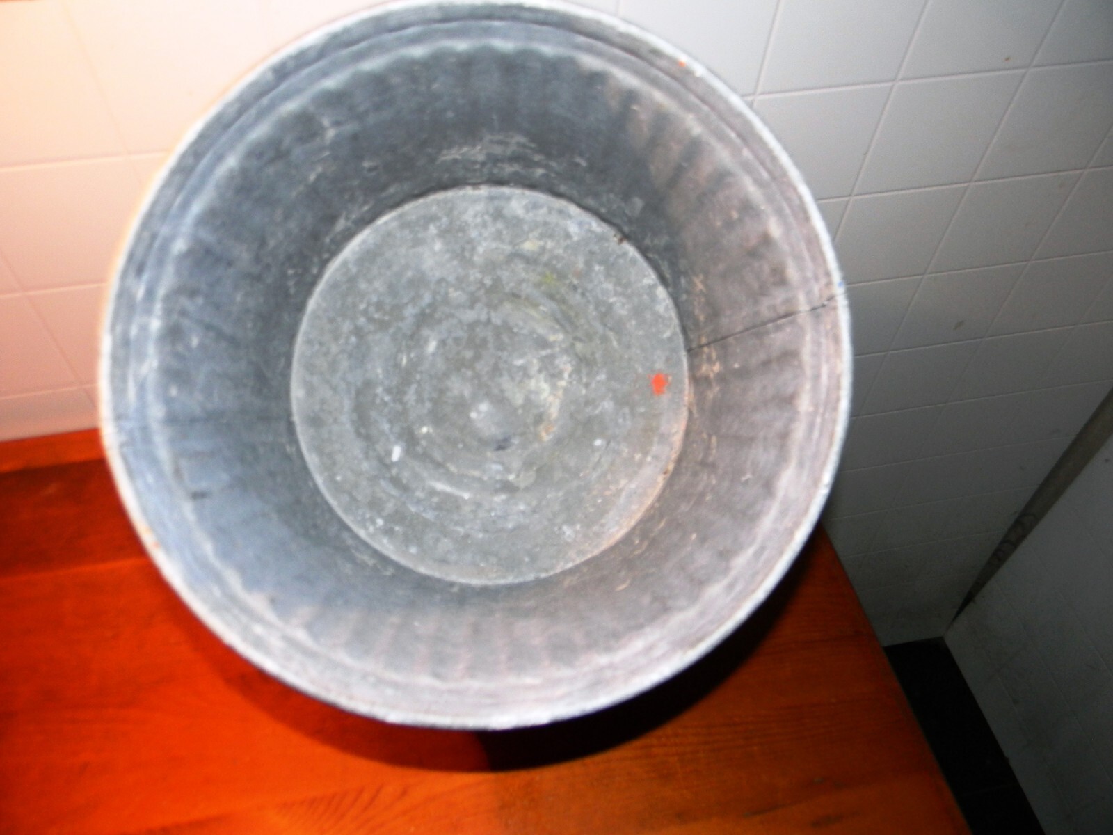 VINTAGE HAND BUCKET INDIAN LABEL 11 INCH TALL ZINC COATED WITH HANDEL PAIL