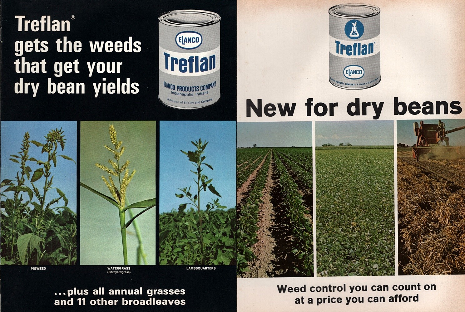 Lot of (2) 1960&rsquo;s Elanco Treflan Weed Killer Bean Fields Original Color Brochure