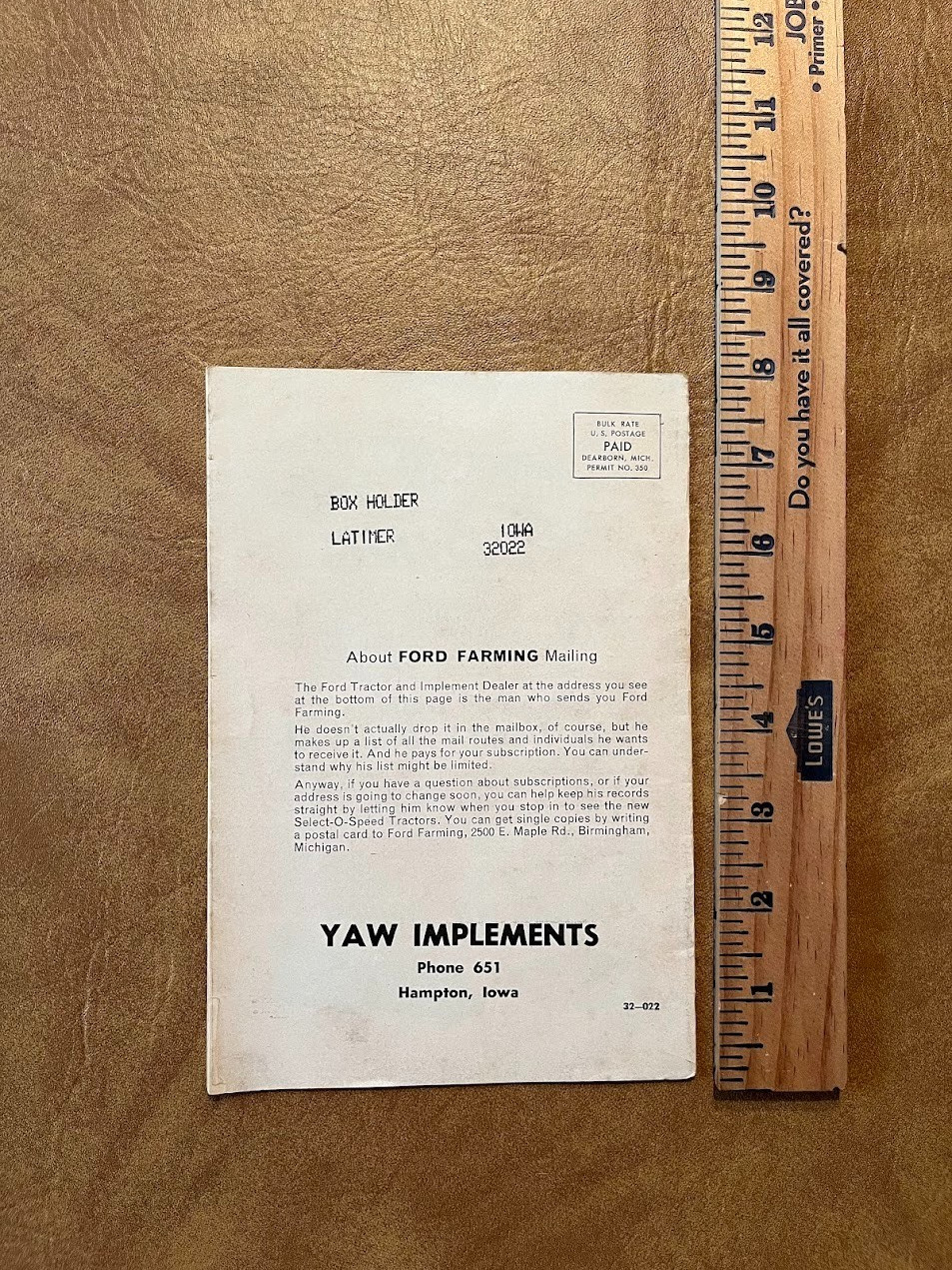 Spring 1959 Ford Farming Advertising Magazine Hampton Iowa Offset Tractor