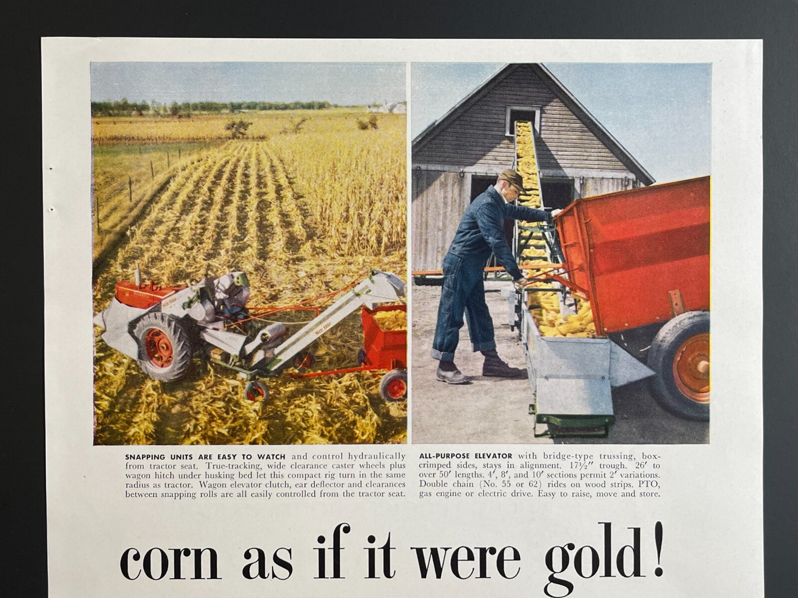1950s – New Idea Corn Harvesting – Original Print Advertisement (9.5in x 13in)