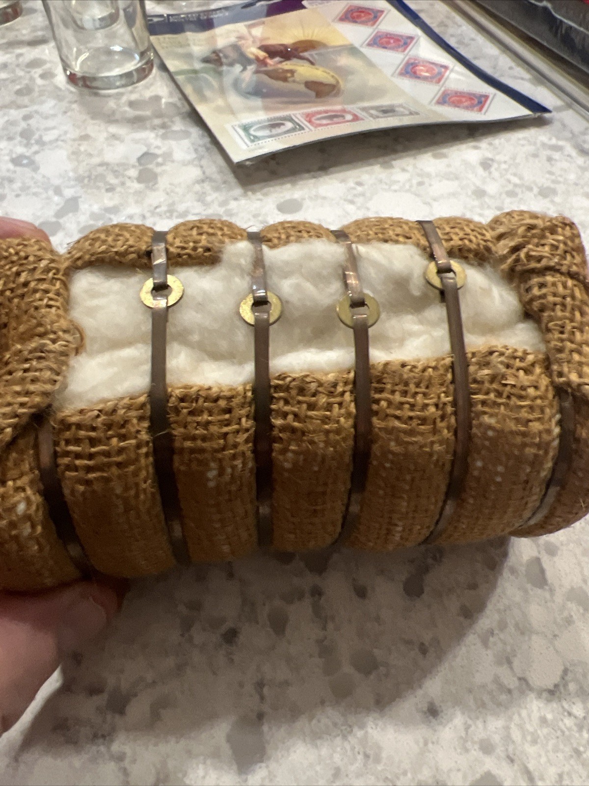 Vintage Miniature Souvenir Real Cotton Bale from Atlanta Georgia in Burlap w/Tag