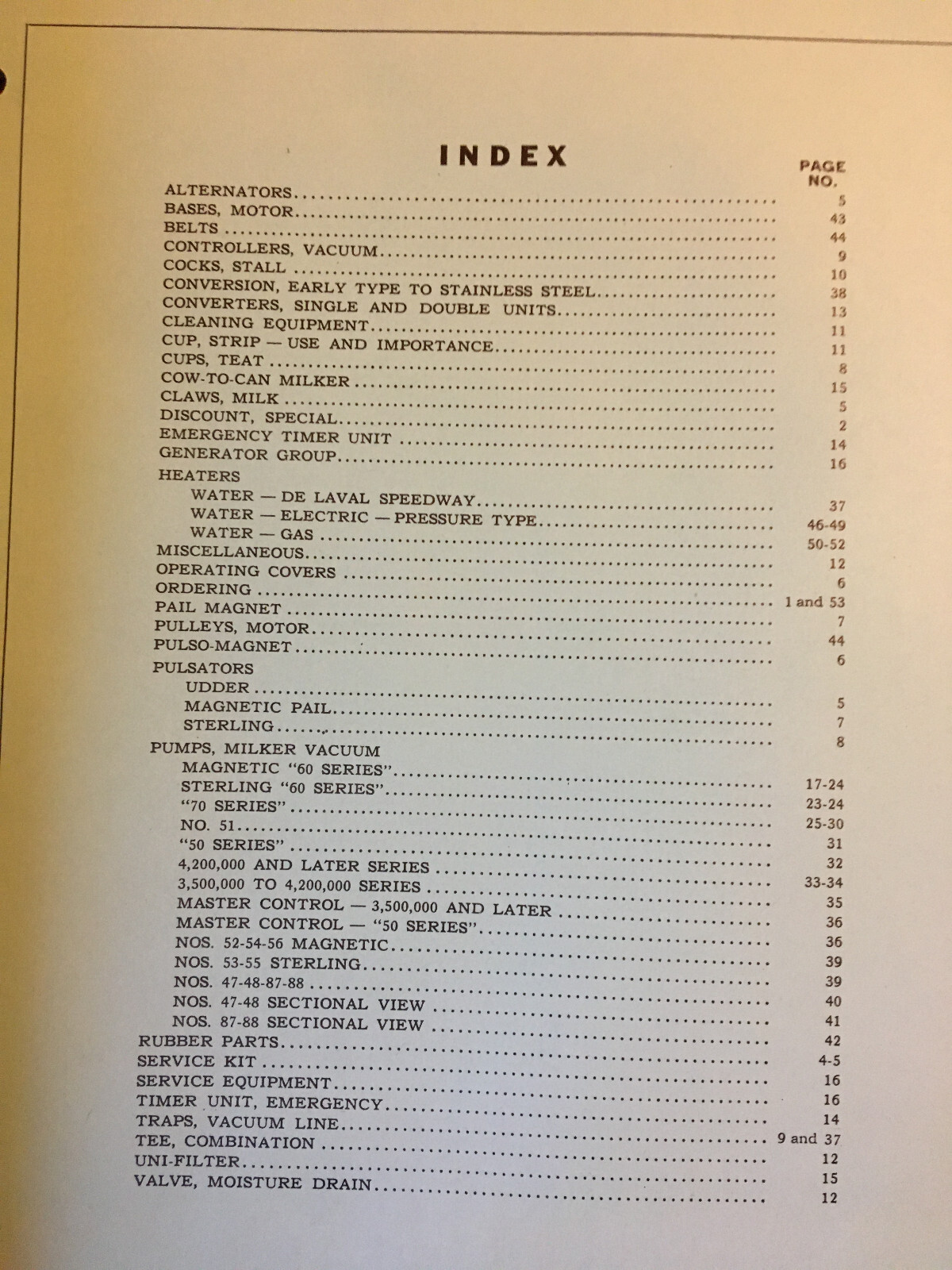 De Laval Speedway Milkers Parts List No. 157, 1957, excellent