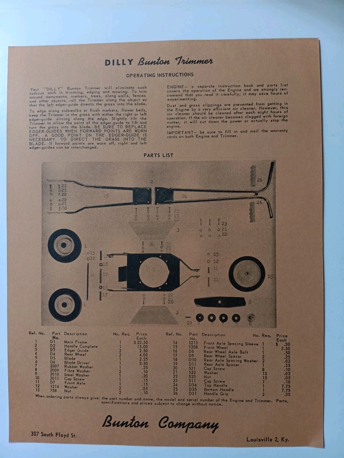 4 Bunton Lawn & Garden Mowers Brochure Lawn LARK Yellow & Green