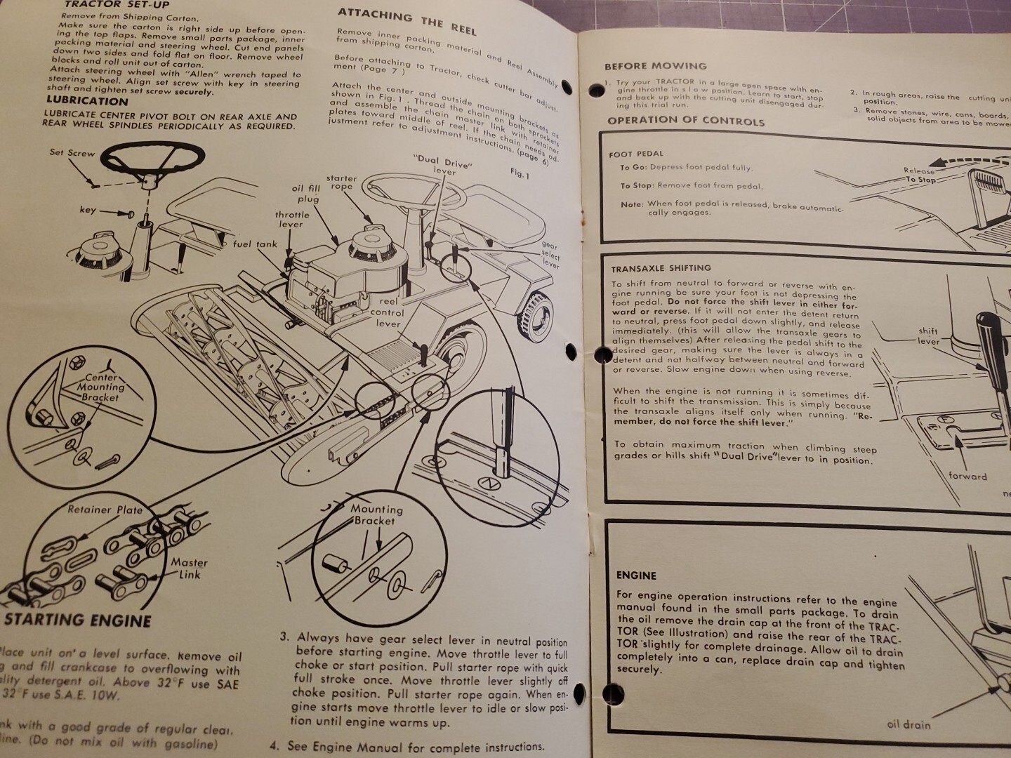 1960s Model 3100-4 Yard-Man Riding Lawn Mower Operating Instructions & Part List