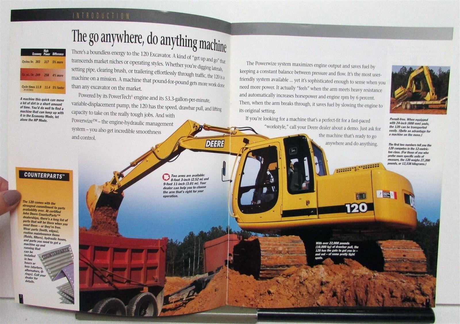 2001 John Deere 120 Excavator Specifications Construction Sales Brochure