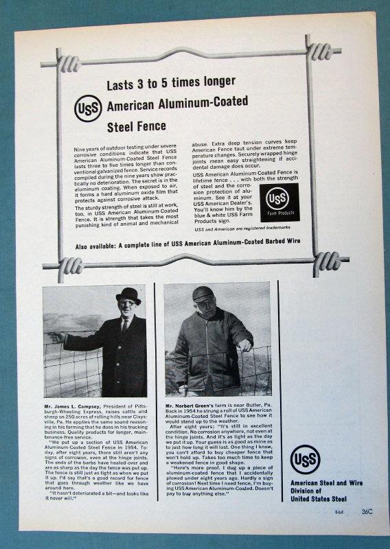 Original 1963 USS Fence Ad Photo Endorsed Norbert Green of Butler Pennsylvania