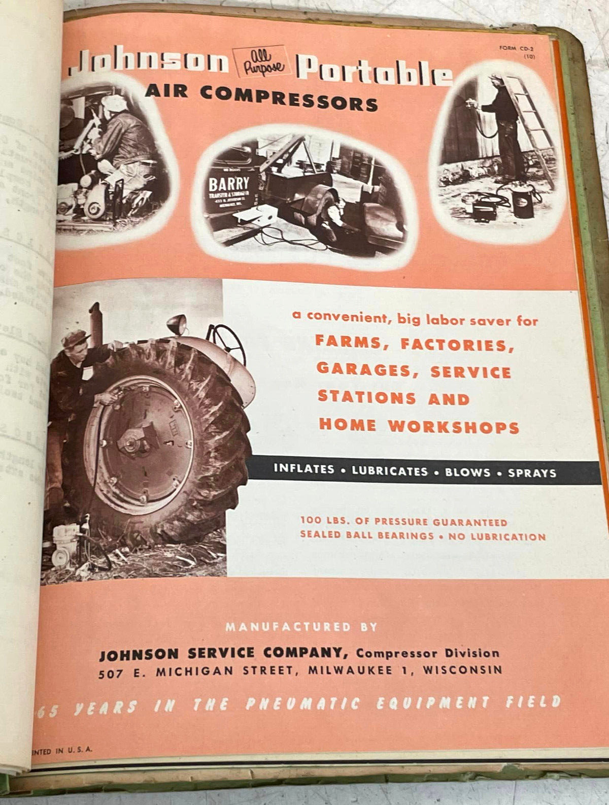 Vintage 1957 Farmrite Sprayer Brochure Ad Binder Delavan Johnson Boomjet Teejet+