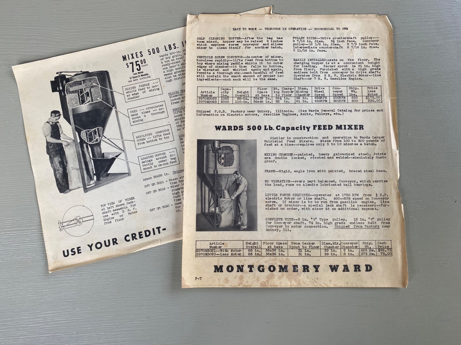 Vintage Montgomery Ward Whirlwind Farm Ag Feed Mixer Advertising Brochure Flyers