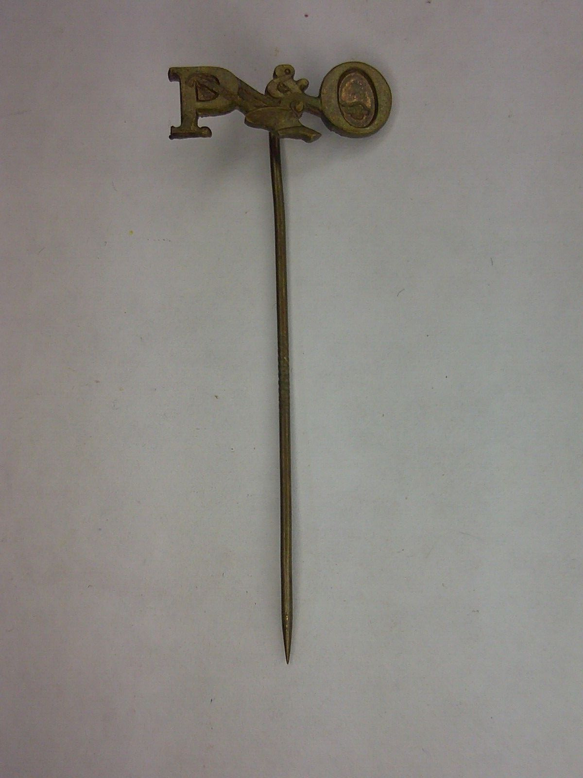 antique P & O Plow co. Canton, Ill. stick pin with depiction of plow on top Z93