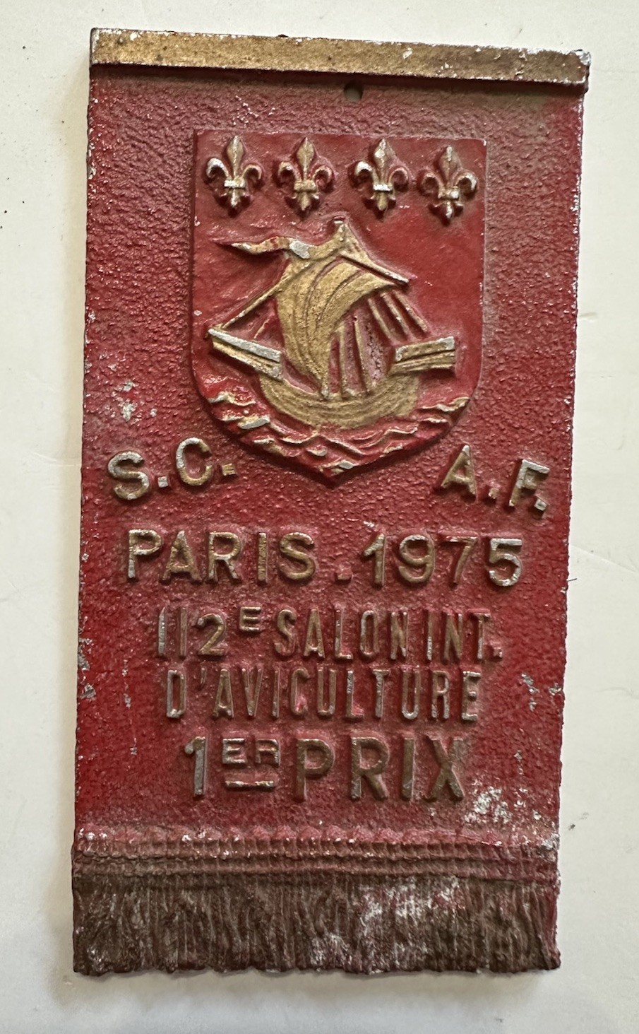 SC AF PARIS 1975 112e Salon Int. D’AVICULTURE 1er Prix Wall Plaque Chickens