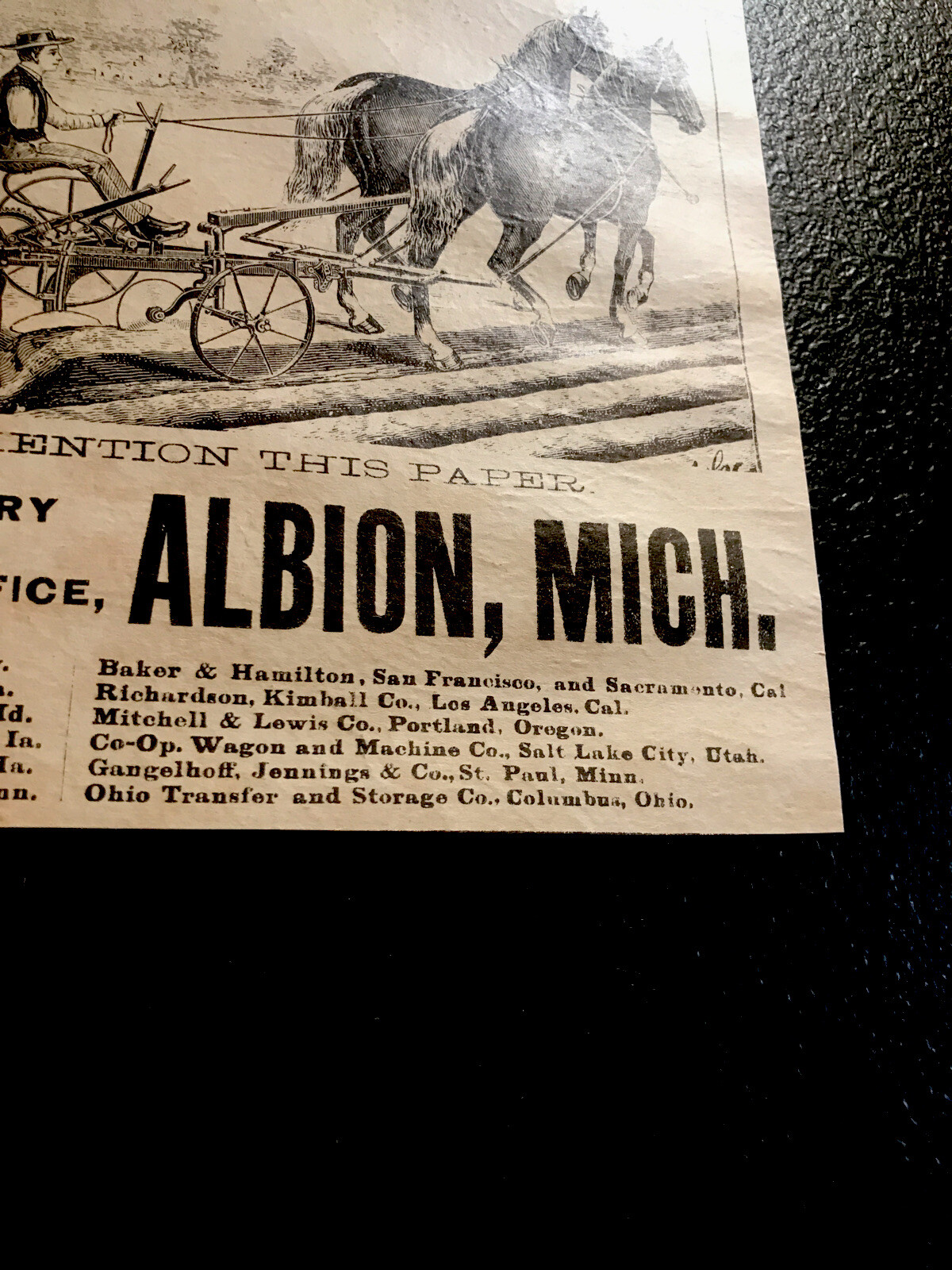 1889 Gale Plow Implement Farm Advertising – Albion – Michigan