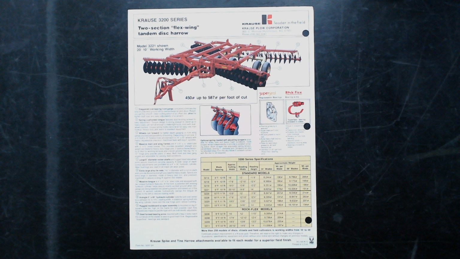 Krause 3200 Series Agricultural Brochure Tandem Disc Harrow 16-21 Ft