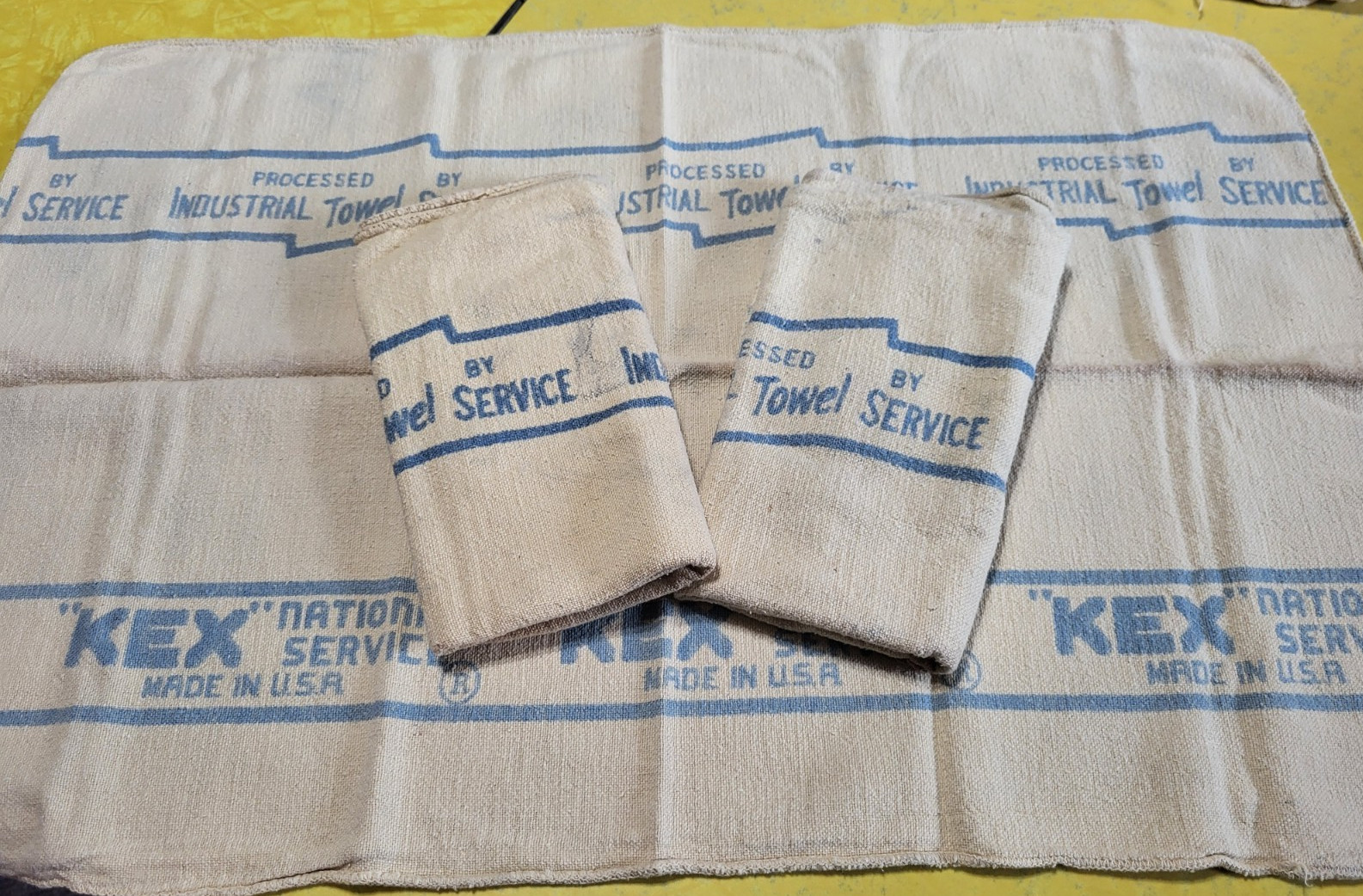 Lot 3 Vtg SHOP RAGS KEX National Service Industrial Towel Service Garage Decor