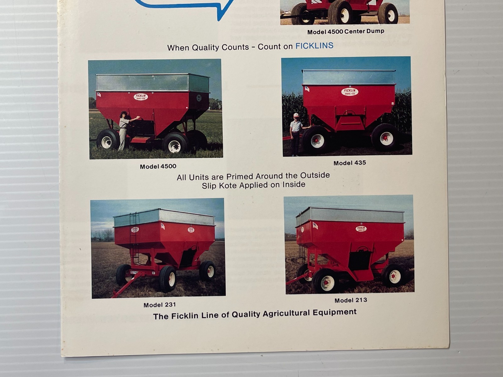 1980s Ficklin Gravity Boxes – Original Dealer Sales Brochure (Dated 1970s / 80s)