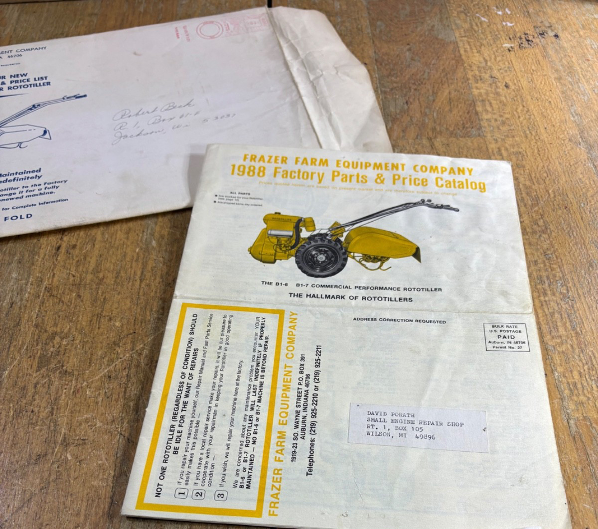 60s-1970s 1980s Frazer Farm Equipment Rototiller Parts Catalog Price List lot- 5