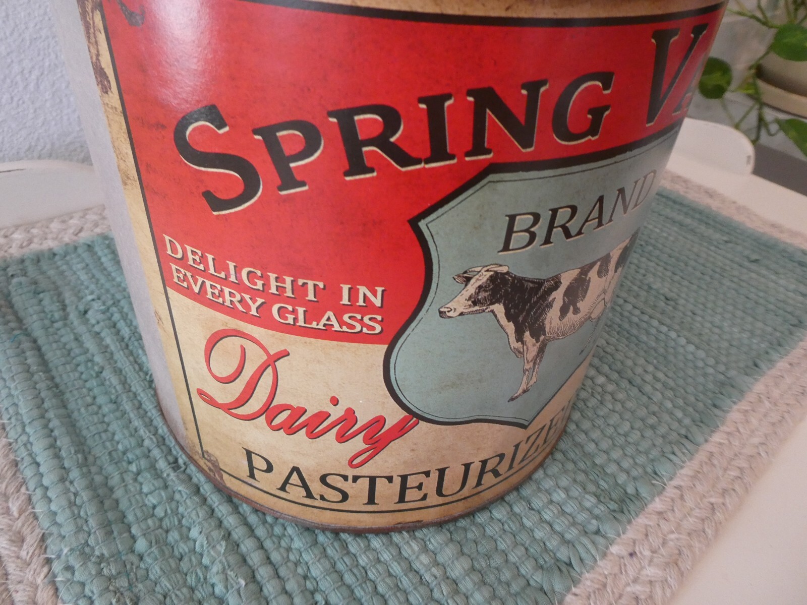 Spring Valley Dairy Milk Can Cow Farm Holstein Cattle Butter Creamery