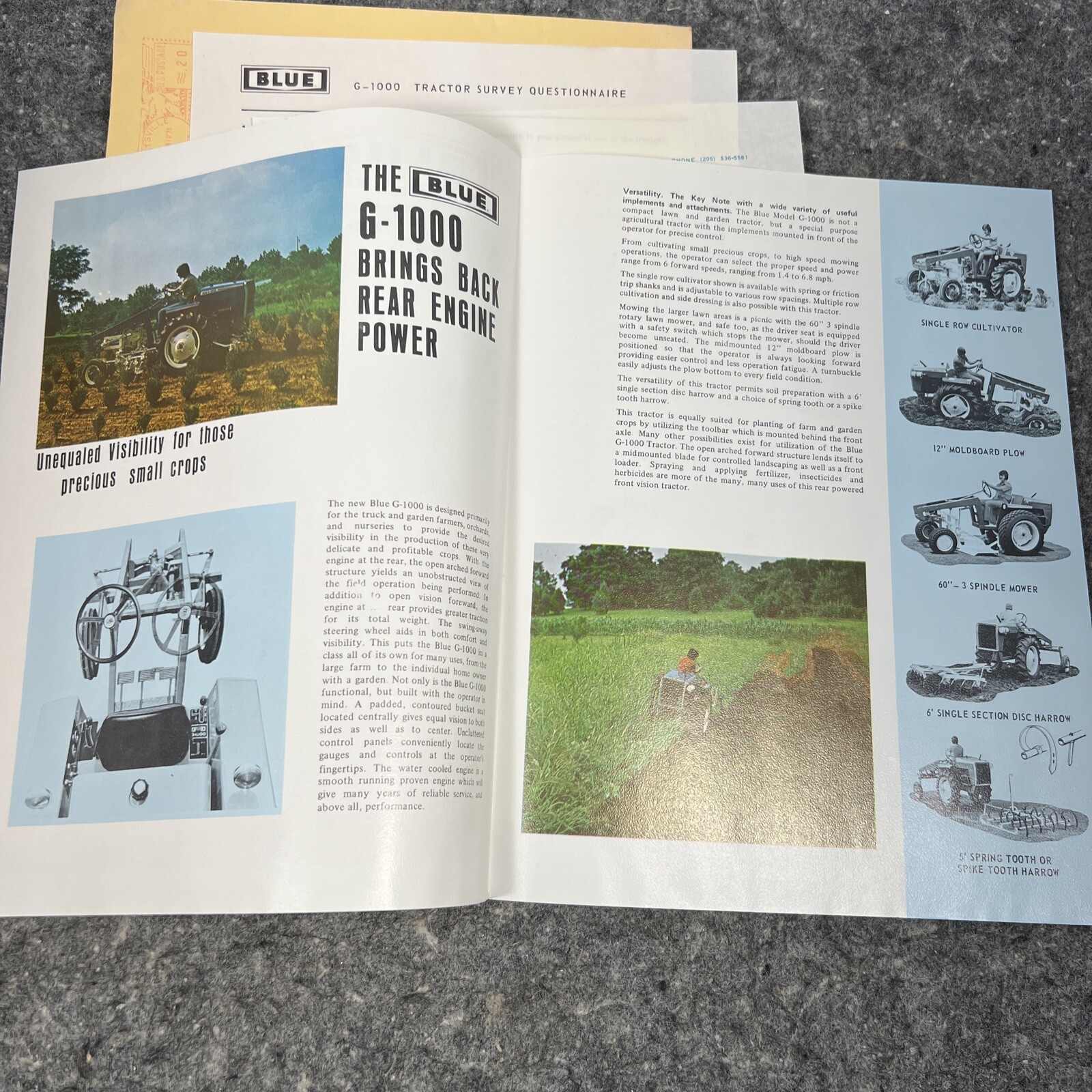 1975-76 John Blue Company G1000 Tractor Sales Brochure – EUC w/ Envelope, Letter