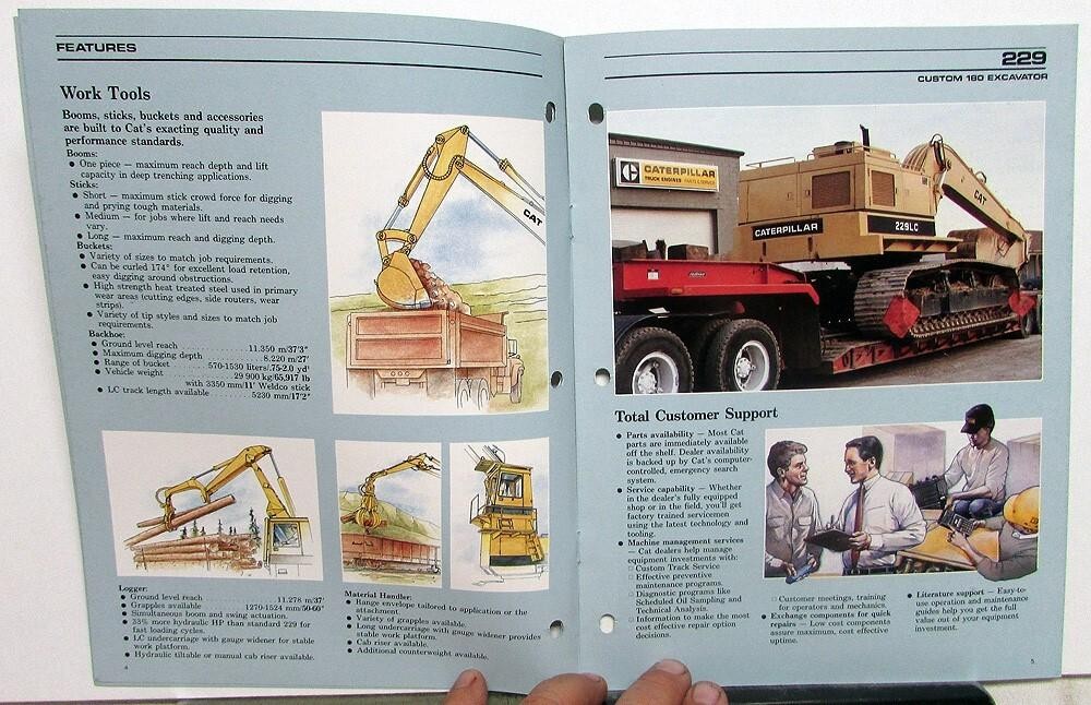 1988 Caterpillar 229 Custom 180 Excavator Specification Construction Sale Folder