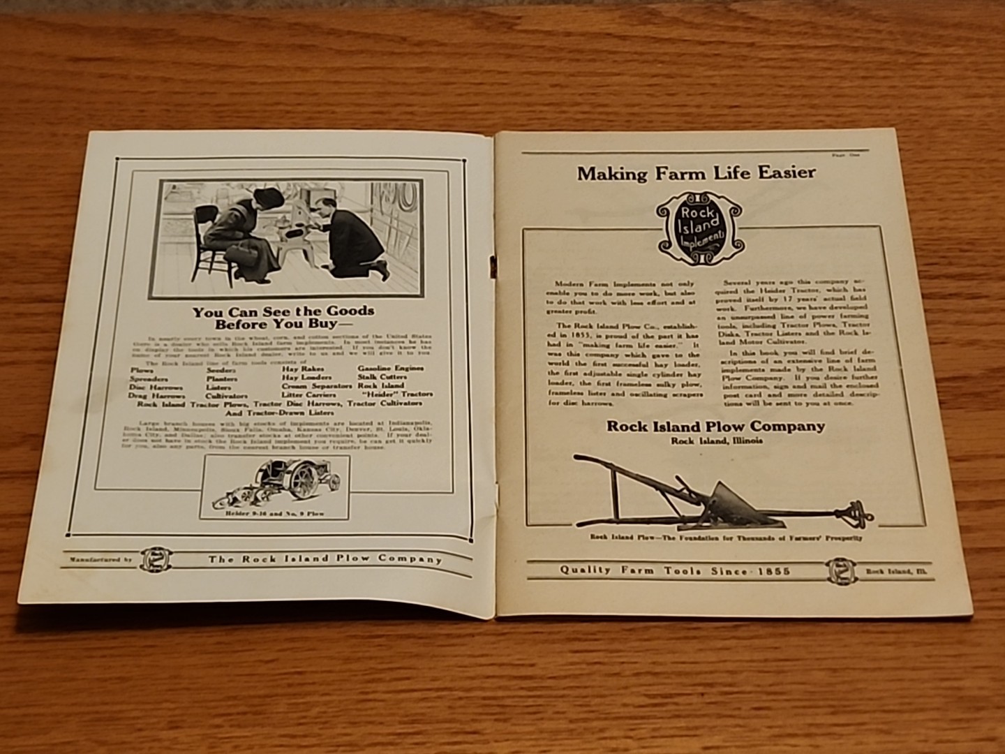 Rock Island Making Farm Life Easier Farm Tools Catalog Heider Tractors Engines
