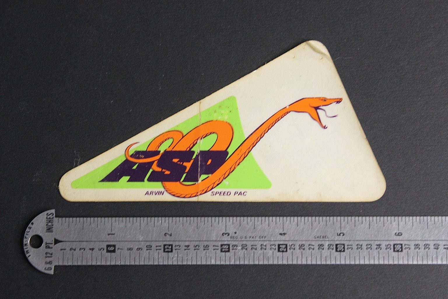 Arvin Speed Pac ASP Vintage Decal Sticker 6 Inch Snake Logo