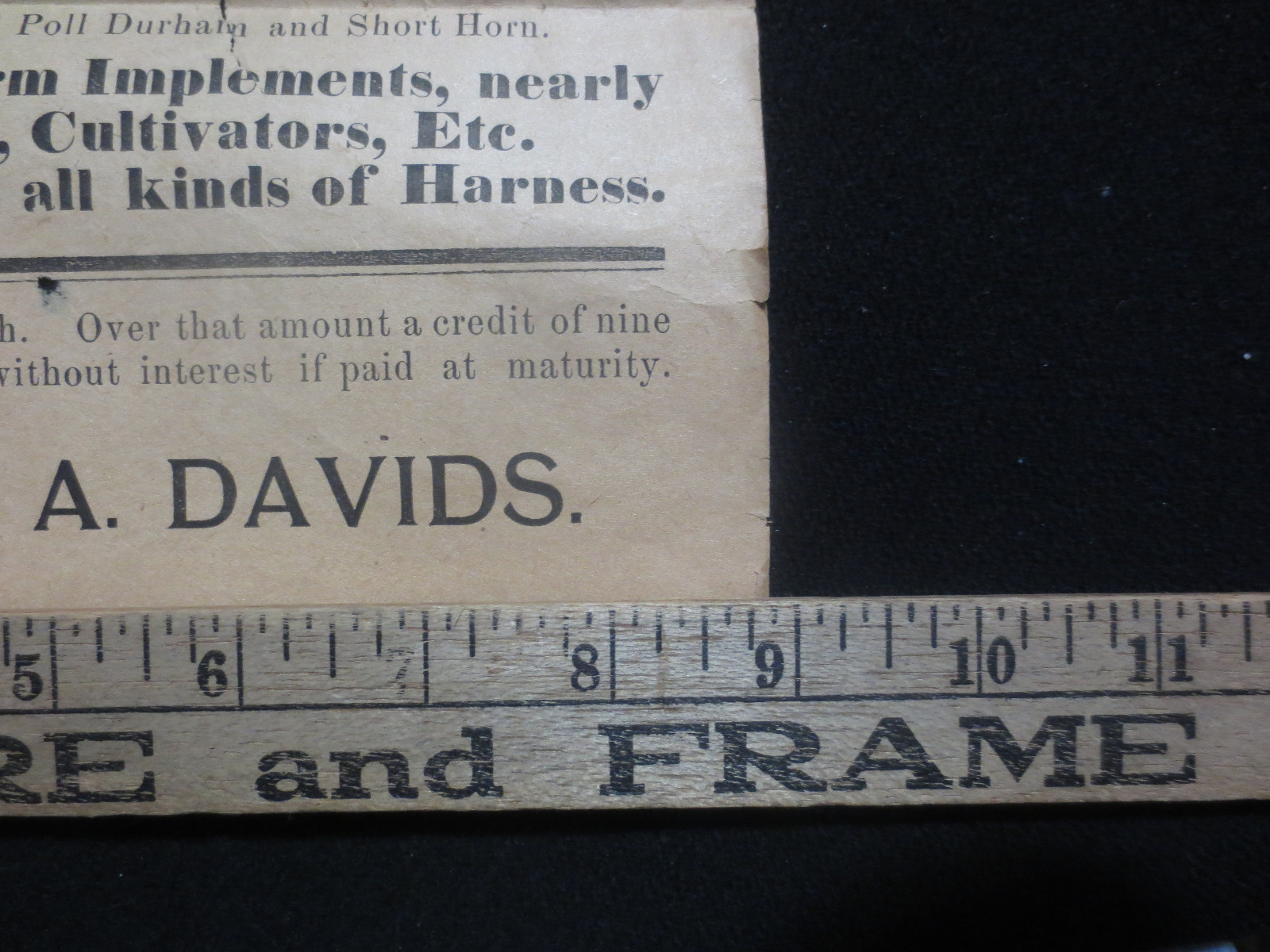 HUTSONVILLE ILLINOIS FARM AUCTION ADVERTISING BROADSIDE 1906 W.A. DAVIS OWNER