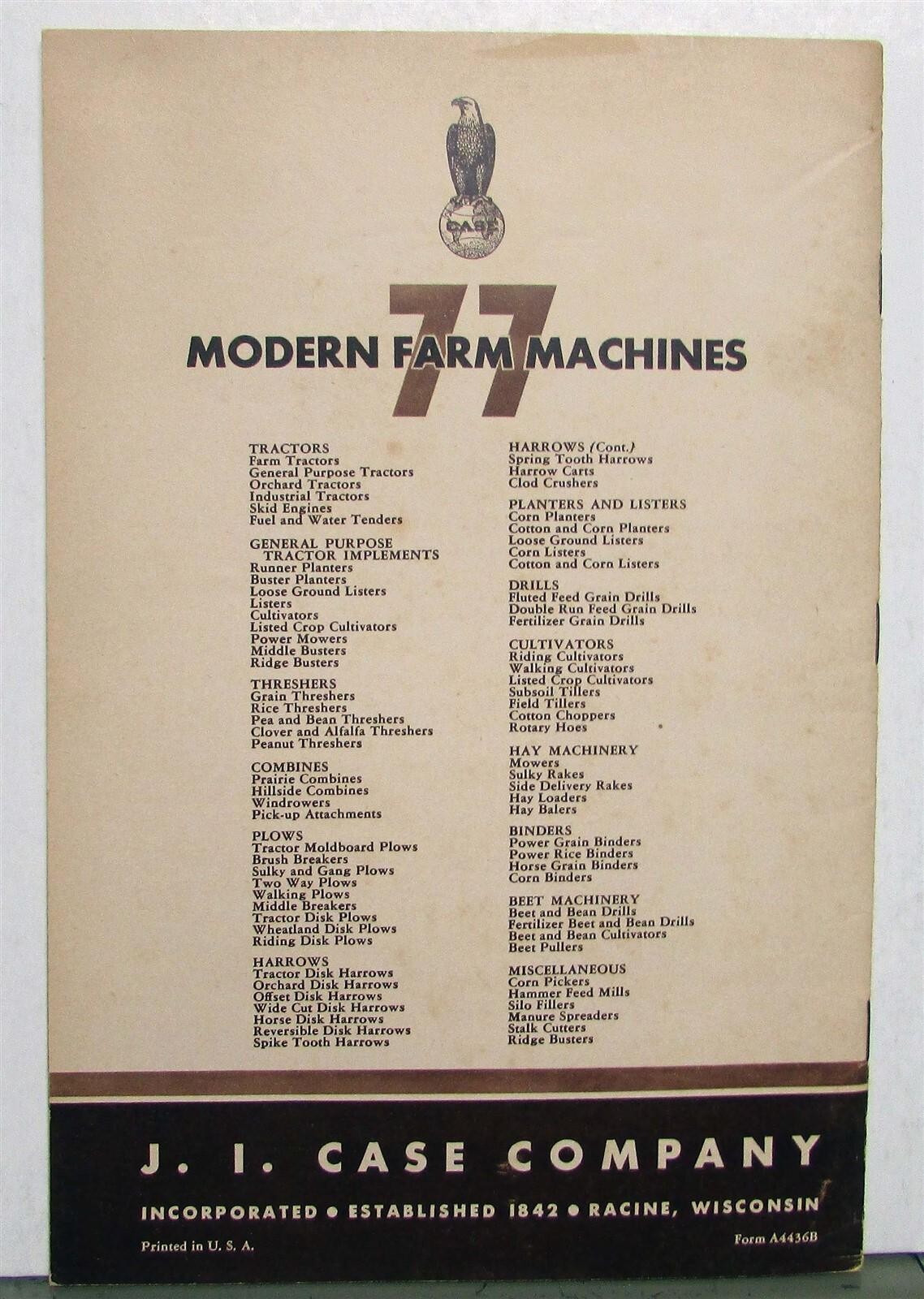 1936 Case Farm Power That Pays 40 Ways Farming Sales Booklet & Mailer