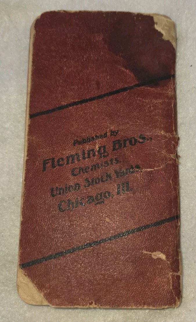 Fleming BROS Chemist Union Stockyard CHICAGO Vest Pocket Vet Adviser Book 1914