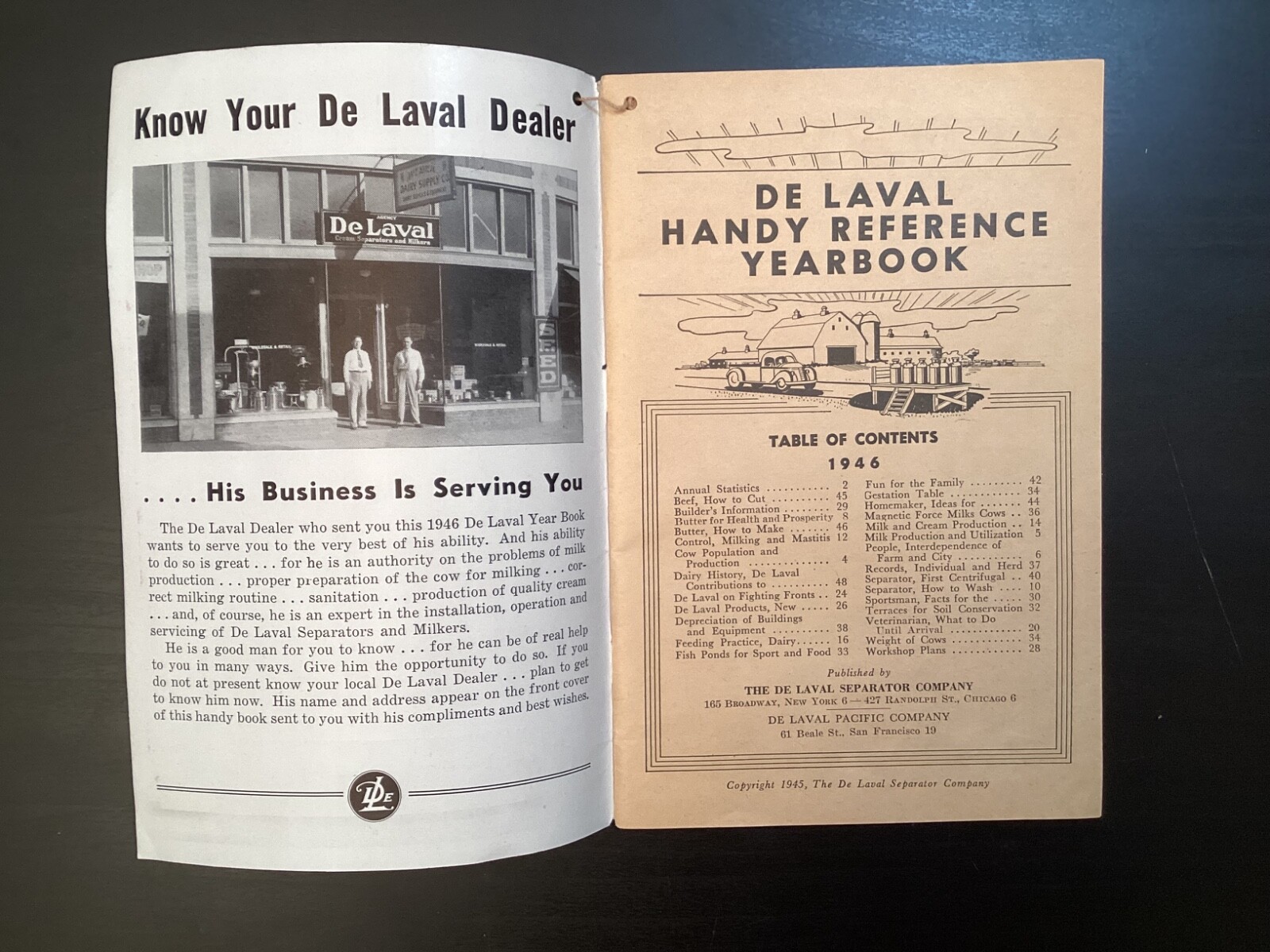 1946 De Laval Handy Reference Year Book Rayhill Hagist Dept. Store, Mascoutah IL