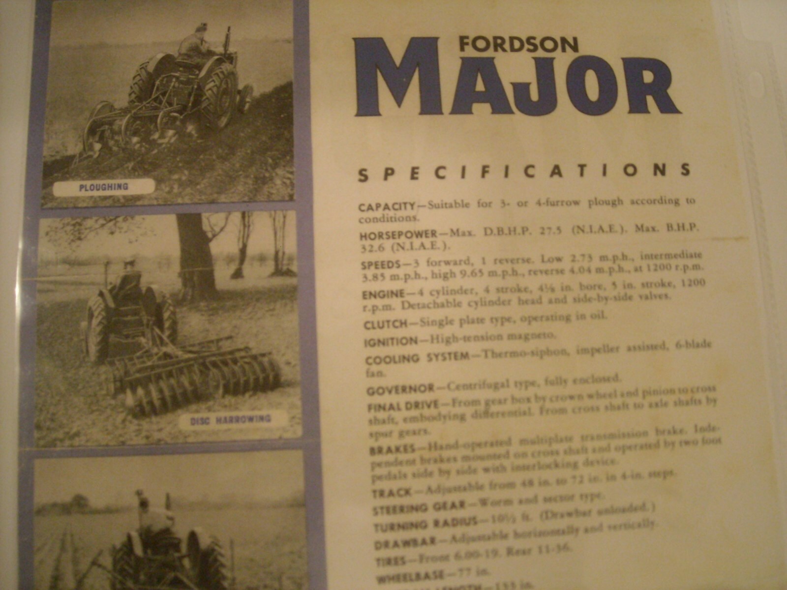 1950s Vintage Fordson MAJOR Tractor Brochure Farm