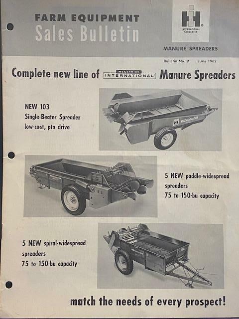 Vintage International Harvester Farm Equipment Sales Bulletin Manure Spreaders