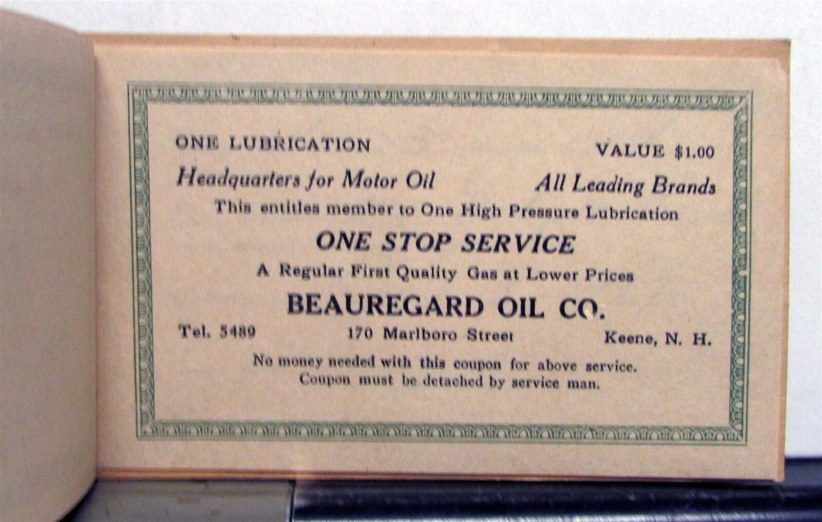 1937 Auto Service Association Assorted Service Coupon Book