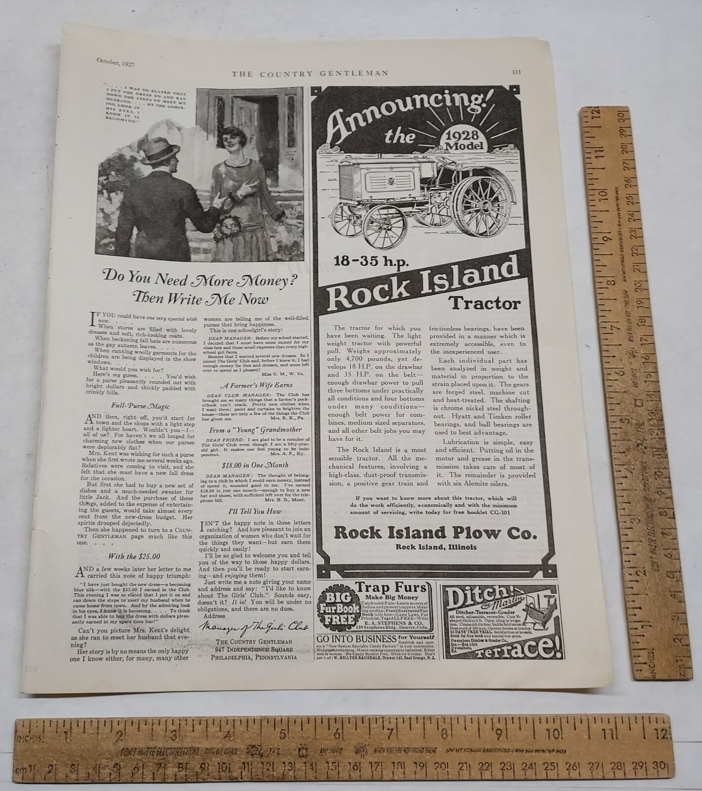 1927 – 18-35 h.p. ROCK ISLAND TRACTOR / Rock Island Plow Co. – magazine ad