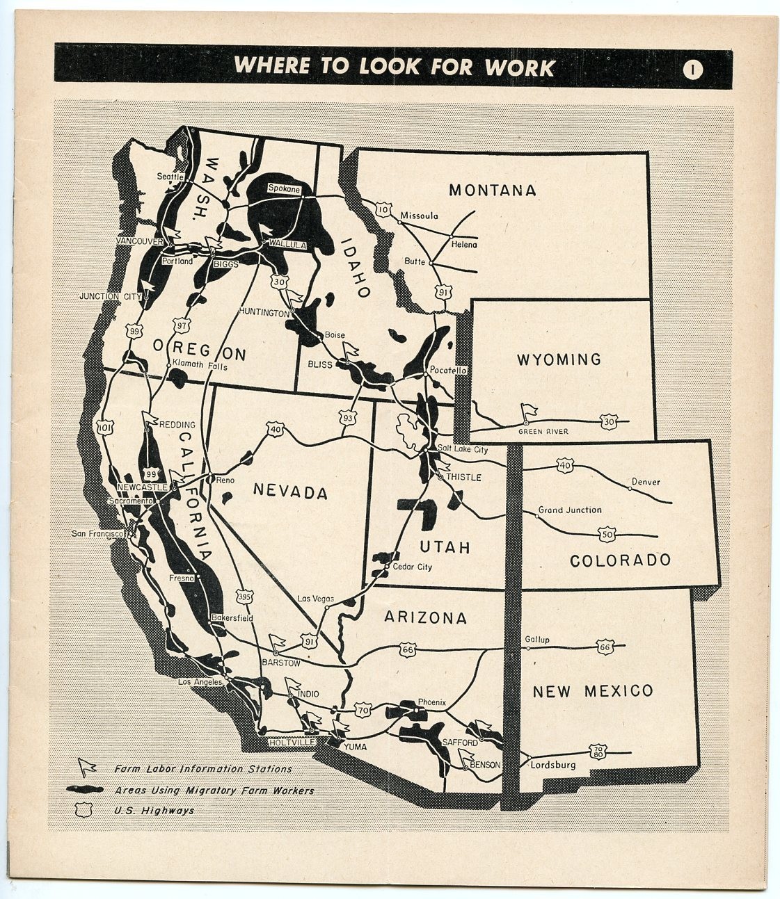 U.S.Department Agriculture FARM JOBS ALONG WESTERN HIGHWAYS vintage 1947 Booklet